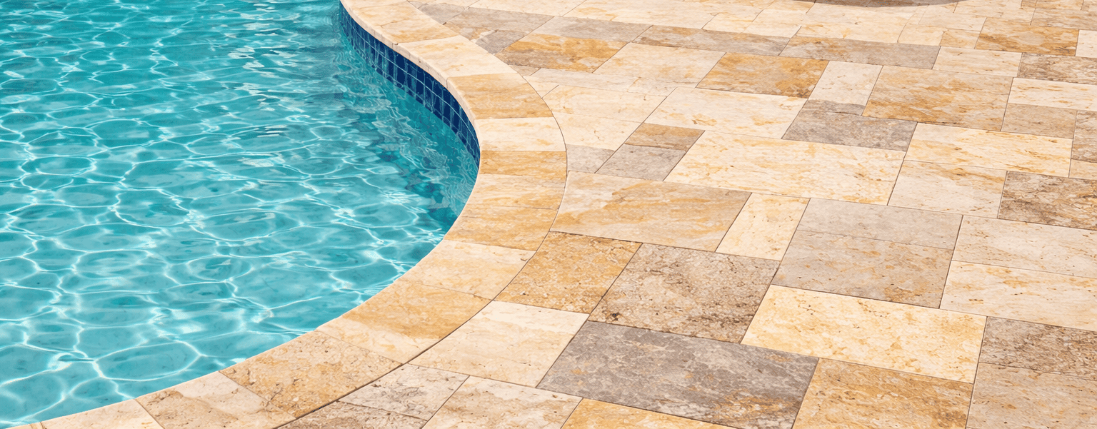 Travertine pool deck
